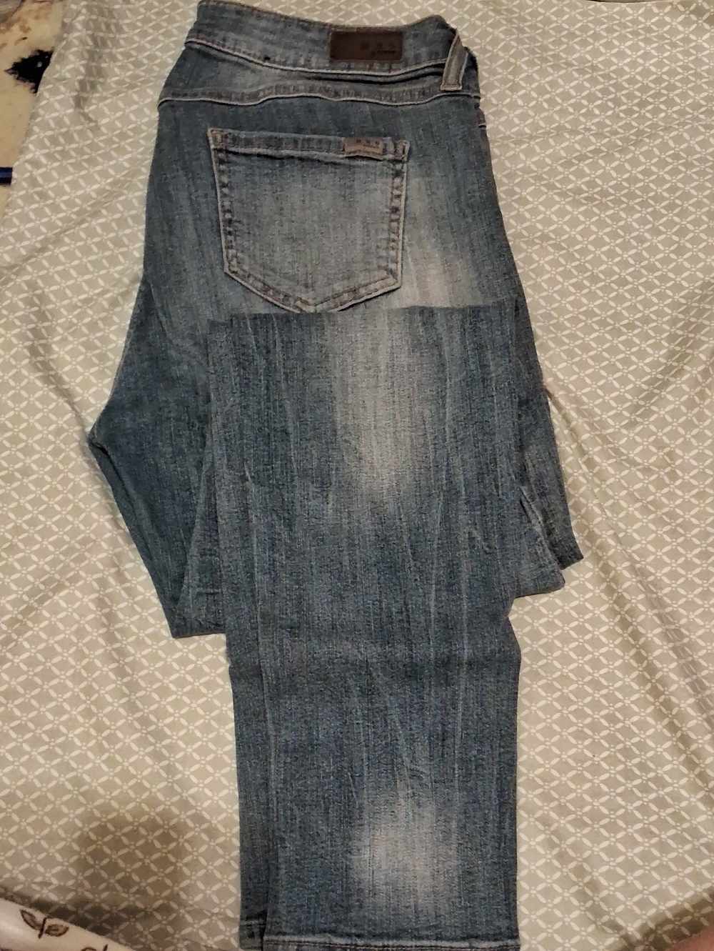Mango Light Blue Denim Jeans with Brown Leather Patch